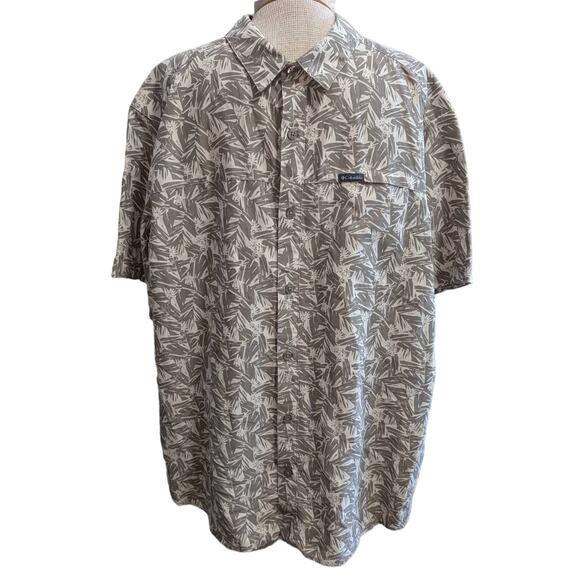 Men's Columbia Sportwear Modal Blend Tropical Leaf Print Button Up Camp Shirt XL - Picture 1 of 5